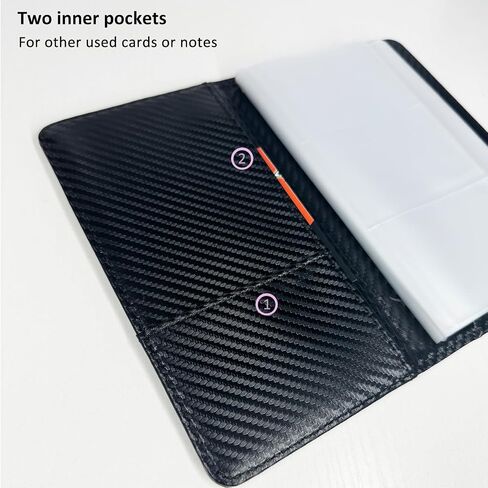 Leather Professional Business Card Holder Book Organizer, 240 Capacity Credit Card Booklet, Premium PU Name Cards Storage Folder with Soft Cover for Men/Women (Carbon Fiber Black) in Saudi Arabia