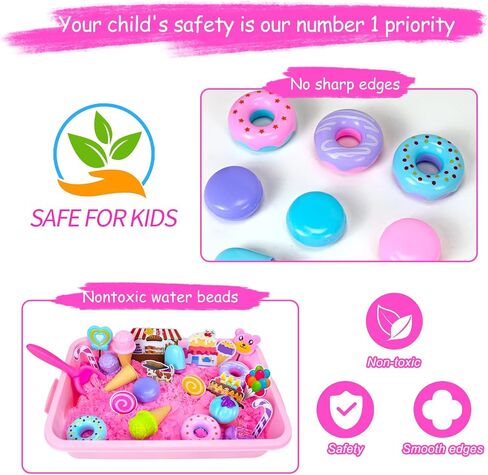 Sensory Bin, Ice Cream Play Sand Set with Magic Sand Toy for Kids, Ice Cream Toys Molds and Cleaning Tools Sandbox with Lid Sand Art Kits for Girls Toddlers Birthday Christmas Gift in Saudi Arabia