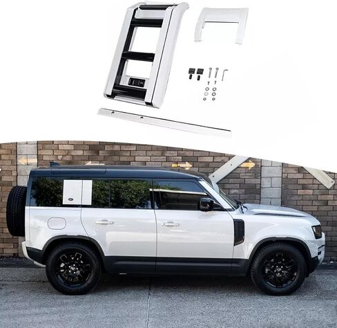 Side Roof Rack Access Ladder Liftable Fits for Land Rover Defender 110 2020-2026 Foldable Lift Ladder (Fuji White) in Saudi Arabia