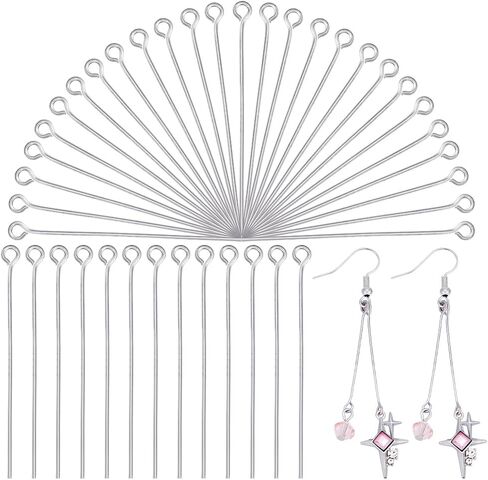 PH PandaHall 1000 قطعة 304 دبابيس عين من الفولاذ المقاوم للصدأ 1.6 بوصة صناعة المجوهرات دبابيس العين لسلاسل المفاتيح دبابيس القرط دبابيس رأس العين المفتوحة لسوار القرط قلادة المجوهرات صناعة الحرف اليدوية in Kuwait