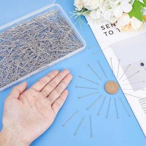 PH PandaHall 1000 قطعة 304 دبابيس عين من الفولاذ المقاوم للصدأ 1.6 بوصة صناعة المجوهرات دبابيس العين لسلاسل المفاتيح دبابيس القرط دبابيس رأس العين المفتوحة لسوار القرط قلادة المجوهرات صناعة الحرف اليدوية in Kuwait