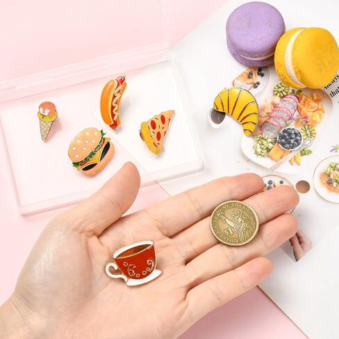 6 pcs 6 Styles Fast Food Theme Alloy Enamel Brooch Hot Dog Pizza Hamburger Ice Cream Croissant Coffee Lapel Pins for DIY Jewelry Clothes Backpack Hat Jacket Badge Craft in Saudi Arabia