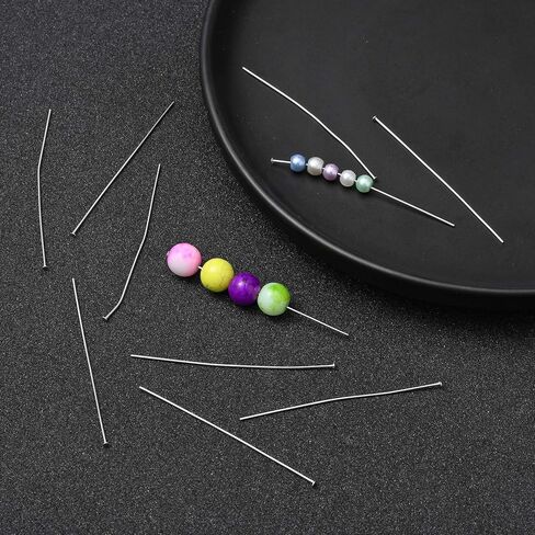 100 Pcs Flat Head Pins Tarnish Resistant Jewelry Tools and Equipment Decorative Metal End Headpins Long End Head Pin for DIY Craft Dangle Earring Bracelet Necklace Supplies 50x0.6mm, Head: 1.5mm in Saudi Arabia