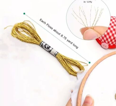 8 خيوط تطريز، مجموعة خيط تطريز معدني، خيط تنظيف يتضمن 4 ذهبي و4 فضي لامع مناسب للحرف اليدوية بخيط التطريز in Kuwait