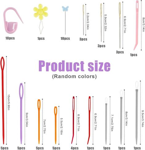 61pcs Yarn Needles Set, Colorful Bent Tapestry Needle Large Eye Blunt Needles Weaving Hand Sewing Needle for Crochet Projects, with Needle Threader, Knitting Markers, Storage Box in Saudi Arabia