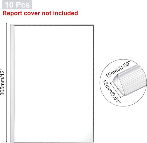 PATIKIL 10Pcs Binding Bars, 13x15mm Binding Bars Slide Grip 120 Sheets Capacity A4 Size Report Binder Presentation Binder for Study Office Report Cover Resume, Transparent White in Kuwait