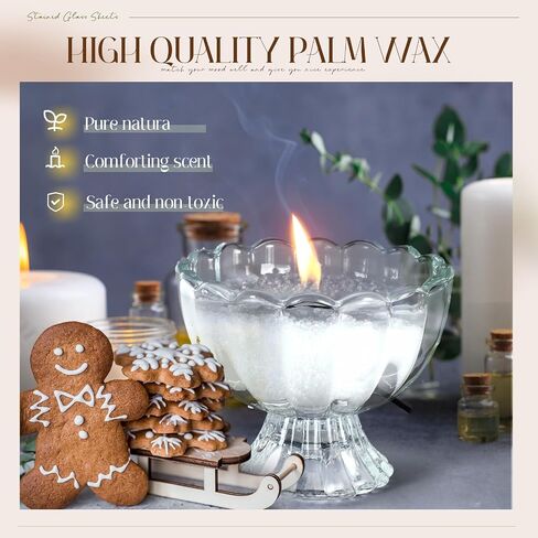 شمعة لؤلؤية من MTLEE بوزن 4.4 رطل مجموعة شمع رملي معطرة بخبز الزنجبيل مع صندوق هدايا 100 فتلة قابلة لإعادة الملء مجموعة هدايا شمع أبيض مطرز للأصدقاء والعائلة والنساء in Kuwait