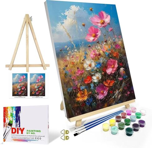 DYAIANGMU Flower Paint by Numbers Kit for Adults Beginner,Paint by Number Kits on Canvas for Adults Beginner,Digital Oil Painting Kits for Home Wall Decor 11.8X15.7inch (with Frame) in Kuwait