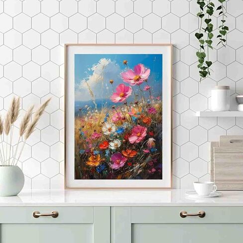 DYAIANGMU Flower Paint by Numbers Kit for Adults Beginner,Paint by Number Kits on Canvas for Adults Beginner,Digital Oil Painting Kits for Home Wall Decor 11.8X15.7inch (with Frame) in Kuwait