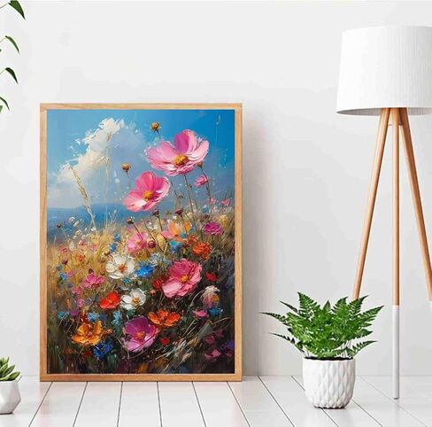 DYAIANGMU Flower Paint by Numbers Kit for Adults Beginner,Paint by Number Kits on Canvas for Adults Beginner,Digital Oil Painting Kits for Home Wall Decor 11.8X15.7inch (with Frame) in Kuwait