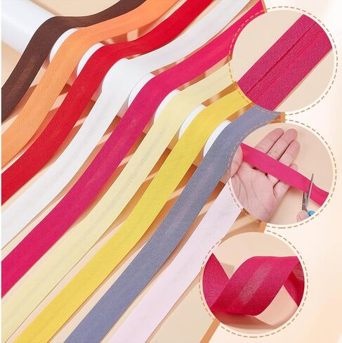 PH PandaHall 19 Yards 9 Colors Bias Binding for Sewing, 7/8 inch Double Fold Bias Tape Polycotton Bias Binding Tape Hemming Ribbon Bias Tape DIY Garment for Craft Seaming Hemming Piping Quilting in Saudi Arabia
