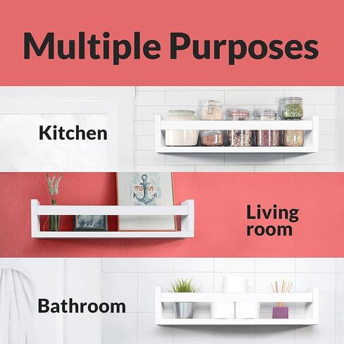 رف كتب أكريليك من NATURE SUPPLIES، مجموعة مكونة من 3 أرفف عائمة شفافة مقاس 16 بوصة، عرض حائط حديث ومتين لغرف الأطفال للكتب والألعاب، رفوف أكريليك أنيقة لديكور المنزل أو المكتب in Kuwait