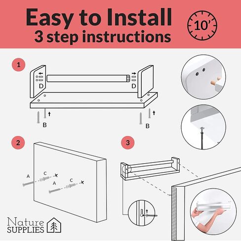 رف كتب أكريليك من NATURE SUPPLIES، مجموعة مكونة من 3 أرفف عائمة شفافة مقاس 16 بوصة، عرض حائط حديث ومتين لغرف الأطفال للكتب والألعاب، رفوف أكريليك أنيقة لديكور المنزل أو المكتب in Kuwait