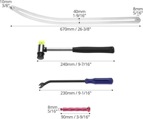 مجموعة أدوات إزالة انبعاجات السيارة من QWORK، أداة سحب لإصلاح الحاجز التلقائي من الفولاذ المقاوم للصدأ، وقضبان ربط لأدوات المخل، وقضيب منحني كبير رافع، مع قضبان منحنية، ومطرقة مطاطية، وخطافات in Kuwait