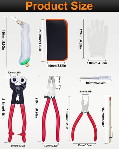 eZAKKA Glass Cutting Tool Set Kit, Glass Nipper Glass Running Plier Breaking Plier Oil Feed Glass Cutter Set with Leather Zipper Bag for Stained Glass, Tiles, Mosaic, Mirrors,Bottle, A KIT in Saudi Arabia