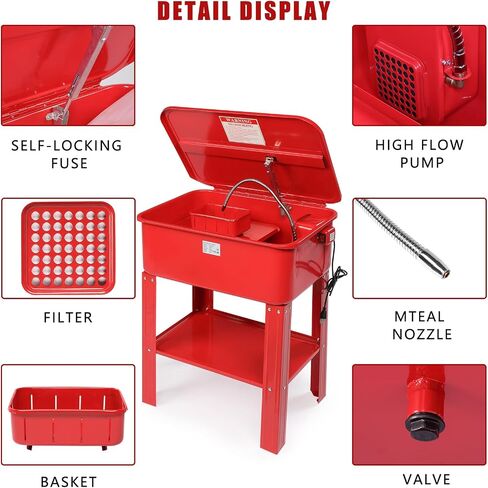 AutoForever 20 Gallon Automotive Parts Washer Cleaner Cabinet Heavy Duty Electric Solvent Pump Red in Saudi Arabia