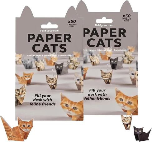 2PCS DIY Paper Cats,50 Sheets Cute Kitten Origami Cats Kit,3D Handmade DIY Origami Paper to Fold Cute Figures,Desk Decoration & Gift for Cat Lovers in Saudi Arabia