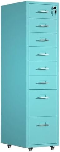 Filing Cabinet Metal File Data Organizer Multifunctional Office Storage Drawer Cabinet 8 Layer Large Capacity File Cabinet with Lock Storage Cabinet(Blue) in Saudi Arabia