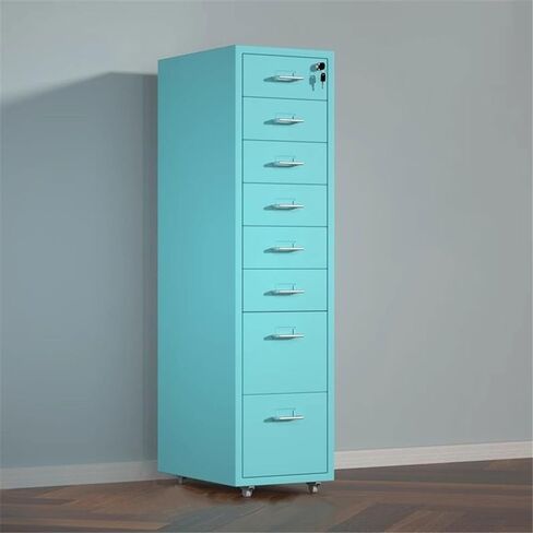 Filing Cabinet Metal File Data Organizer Multifunctional Office Storage Drawer Cabinet 8 Layer Large Capacity File Cabinet with Lock Storage Cabinet(Blue) in Saudi Arabia