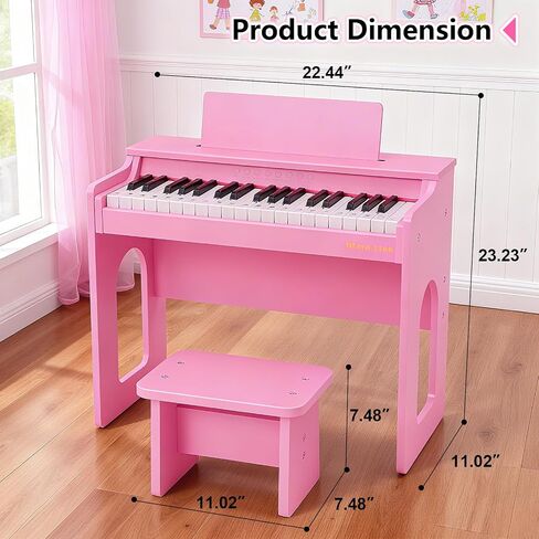Kids Piano Keyboard, 37 Keys Wooden Digital Piano for Kids with Bench,Song Book, DIY Stickers, Cover, Education Creative Musical Instruments Toy for Boys & Grils Gifts in Saudi Arabia