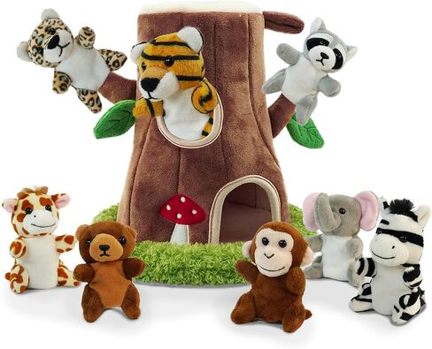 9 Pcs Finger Puppets Set Mini Toys, Soft Plush Insect Animal Finger Puppet for Kids Mini Stuffed Animals with Mushroom House,Finger Puppets for Toddlers Storytelling Role-Playing Christmas School in Saudi Arabia