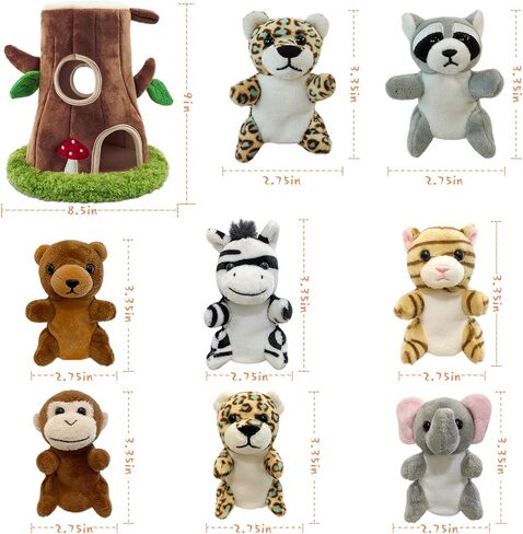 9 Pcs Finger Puppets Set Mini Toys, Soft Plush Insect Animal Finger Puppet for Kids Mini Stuffed Animals with Mushroom House,Finger Puppets for Toddlers Storytelling Role-Playing Christmas School in Saudi Arabia