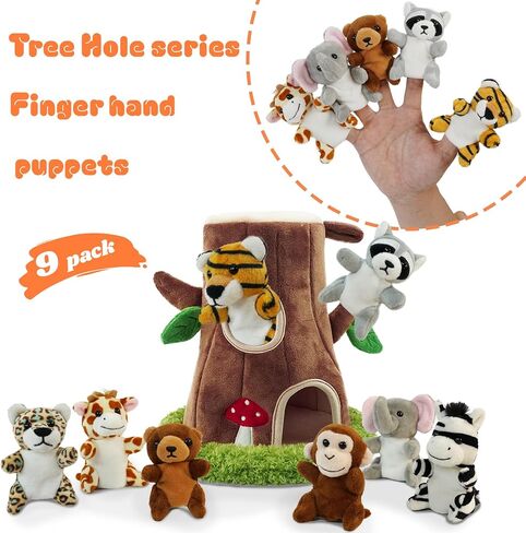 9 Pcs Finger Puppets Set Mini Toys, Soft Plush Insect Animal Finger Puppet for Kids Mini Stuffed Animals with Mushroom House,Finger Puppets for Toddlers Storytelling Role-Playing Christmas School in Saudi Arabia