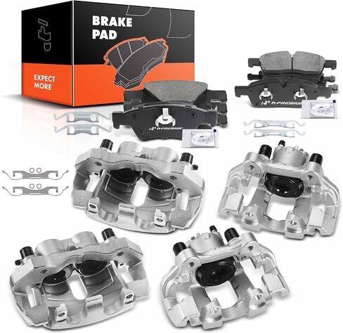 A-Premium Front & Rear Disc Brake Calipers with Ceramic Pads Compatible with Dodge Durango 2011-2018 & Jeep Grand Cherokee 2011-2017 12-PC Set in Saudi Arabia
