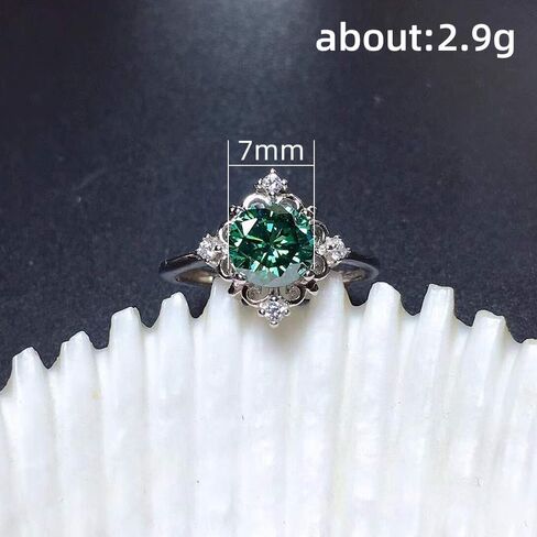 925 Sterling Silver White K Set with Grandma Green Ring Grandmother Emerald Cubic Green Ring Size 6-10 Jewelry-Making-Patterns 9 in Saudi Arabia