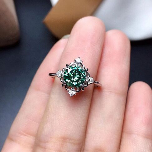 925 Sterling Silver White K Set with Grandma Green Ring Grandmother Emerald Cubic Green Ring Size 6-10 Jewelry-Making-Patterns 9 in Saudi Arabia