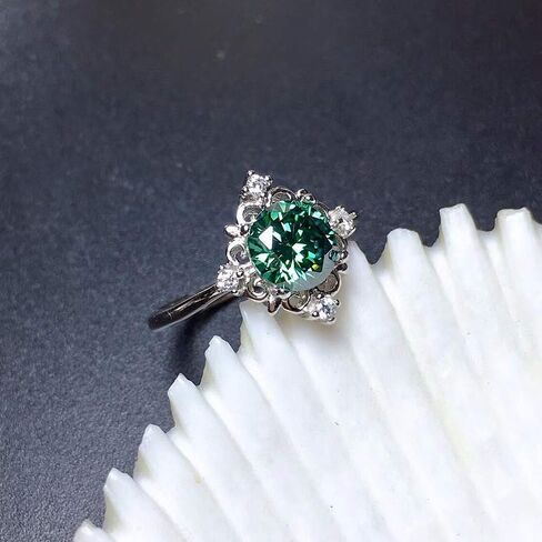 925 Sterling Silver White K Set with Grandma Green Ring Grandmother Emerald Cubic Green Ring Size 6-10 Jewelry-Making-Patterns 9 in Saudi Arabia