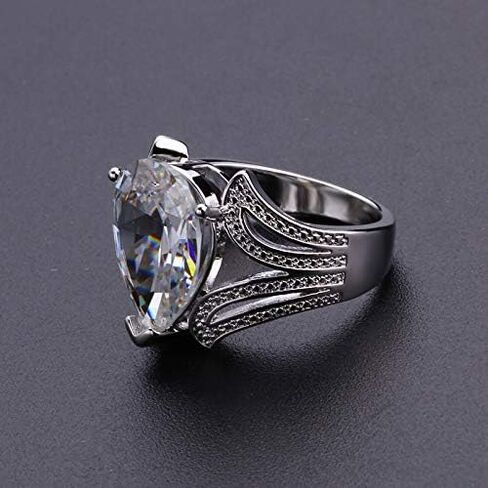 2ct Wedding Rings 925 Sterling Silver Shiny Full Diamond Ring Teardrop Engagement Wedding Band Promise Jewelry-Making-Patterns Size 9 in Saudi Arabia