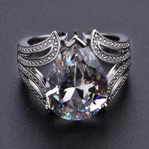 2ct Wedding Rings 925 Sterling Silver Shiny Full Diamond Ring Teardrop Engagement Wedding Band Promise Jewelry-Making-Patterns Size 9 in Saudi Arabia