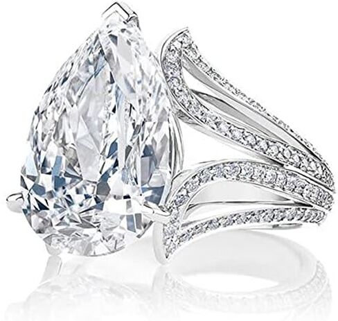 2ct Wedding Rings 925 Sterling Silver Shiny Full Teardrop Engagement Wedding Band Promise Jewelry-Making-Patterns Size 7 in Saudi Arabia