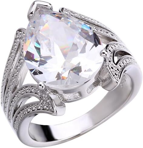 2ct Wedding Rings 925 Sterling Silver Shiny Full Teardrop Engagement Wedding Band Promise Jewelry-Making-Patterns Size 7 in Saudi Arabia
