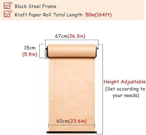 LNNW Kraft Paper Dispenser Kitchen Kraft Paper Roll Holder & Dispenser, Wall Mount Note Paper Roll Cutter, for Menus Note Taking/Wall Decor Decorative Message Boards for Wall(Steel Frame Wide-97cm/38. in Saudi Arabia