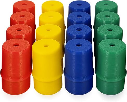 قطع غيار ألعاب لوح المشاكل - مجموعة مكونة من 16 قطعة (أحمر، أخضر، أزرق، أصفر) - المحركون والبيادق والأوتاد in Kuwait