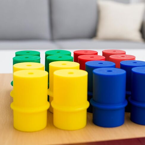 قطع غيار ألعاب لوح المشاكل - مجموعة مكونة من 16 قطعة (أحمر، أخضر، أزرق، أصفر) - المحركون والبيادق والأوتاد in Kuwait