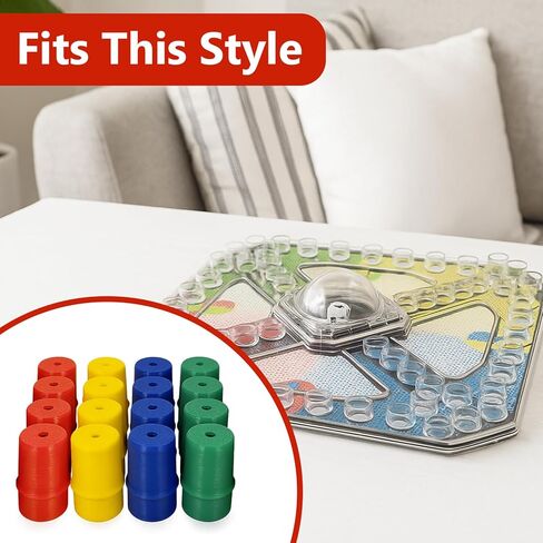 قطع غيار ألعاب لوح المشاكل - مجموعة مكونة من 16 قطعة (أحمر، أخضر، أزرق، أصفر) - المحركون والبيادق والأوتاد in Kuwait