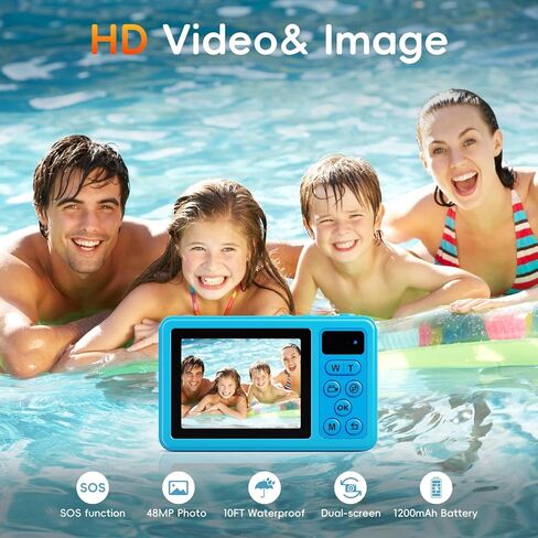 كاميرا Maxmango D70 4K الرقمية تحت الماء - كاميرا مقاومة للماء بدقة 48 ميجابكسل 10 أقدام للغطس - كاميرا سيلفي مدمجة قابلة للطفو ذات شاشة مزدوجة مع بطاقة 32 جيجابايت - كاميرا رقمية للتركيز التلقائي والتقاط الصور - أرجواني in Kuwait