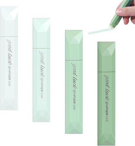 4PCS Double Sided Tape Pen, Strong Double Sided Tape Pens, New Gradient Color Double Side Tape Roller for Gift Wrapping, Junk Journals, Essential Scrapbooking Supplies, School Office (Green) in Saudi Arabia
