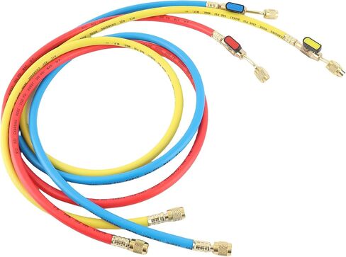 aqxreight Refrigerant Charging Hose Set with Valve for R12 R22 R502 Compatible with Conditioning Systems 1/4 Inch Thread - Pack of 3 in Saudi Arabia