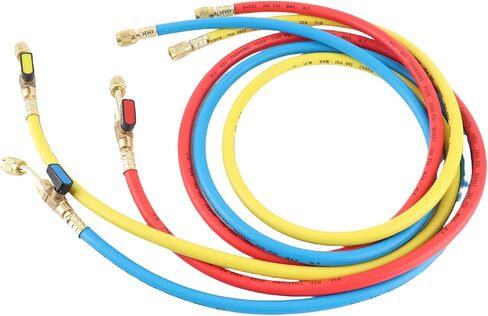 aqxreight Refrigerant Charging Hose Set with Valve for R12 R22 R502 Compatible with Conditioning Systems 1/4 Inch Thread - Pack of 3 in Saudi Arabia