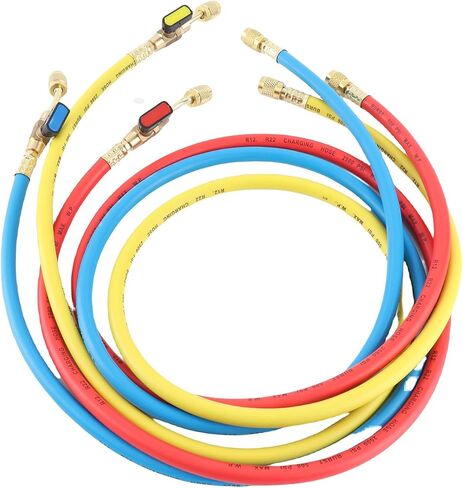 aqxreight Refrigerant Charging Hose Set with Valve for R12 R22 R502 Compatible with Conditioning Systems 1/4 Inch Thread - Pack of 3 in Saudi Arabia