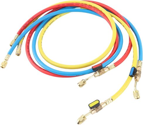 aqxreight Refrigerant Charging Hose Set with Valve for R12 R22 R502 Compatible with Conditioning Systems 1/4 Inch Thread - Pack of 3 in Saudi Arabia