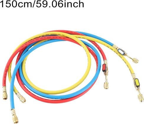 aqxreight Refrigerant Charging Hose Set with Valve for R12 R22 R502 Compatible with Conditioning Systems 1/4 Inch Thread - Pack of 3 in Saudi Arabia