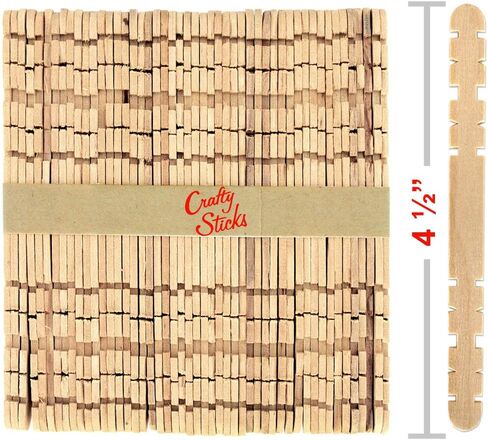 200 عبوة من أعواد الحرف الخشبية المسننة، 4.5 بوصة من أعواد المهارة الخشبية للحرف اليدوية والتصميمات الجذعية والتصميم الشخصي in Kuwait