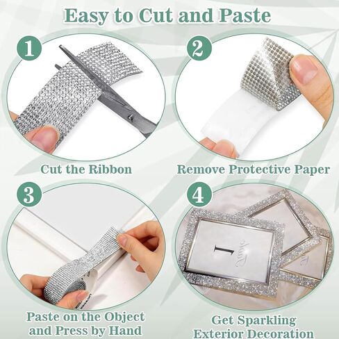 3 Rolls Bedazzling Strips Rhinestone Ribbon Self Adhesive Crystal Rhinestones for DIY Craft in Saudi Arabia