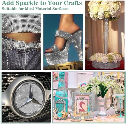 3 Rolls Bedazzling Strips Rhinestone Ribbon Self Adhesive Crystal Rhinestones for DIY Craft in Saudi Arabia