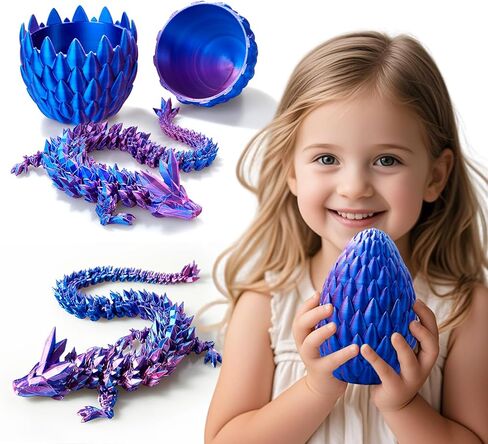 بيضة تنين مطبوعة ثلاثية الأبعاد، بيض تنين مع تنين بالداخل، لعبة بيضة تنين مفاجئة، تنين ثلاثي الأبعاد كريستال مفصلي بالكامل، بيض دينو حيوانات رائعة لأعمار 5-7 4-6 8-12 في سن المراهقة، حشوات تخزين عيد الميلاد للأطفال in Kuwait